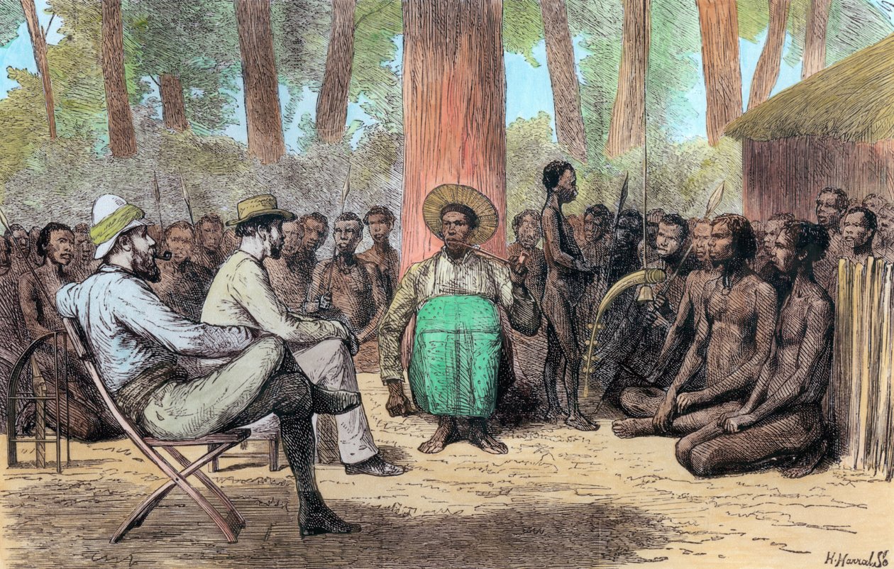 Luutnantti Verney Lovett Cameron Katenden vastaanotto, 1800-luku tekijältä Unbekannt