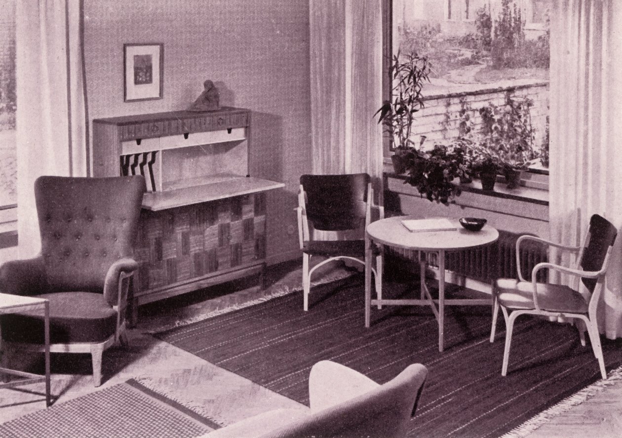 Carl-Axel Ackingin olohuonekalusteet, valmistaja A.B. Svenska Mobelfabrikerna, 1949. tekijältä Unbekannt