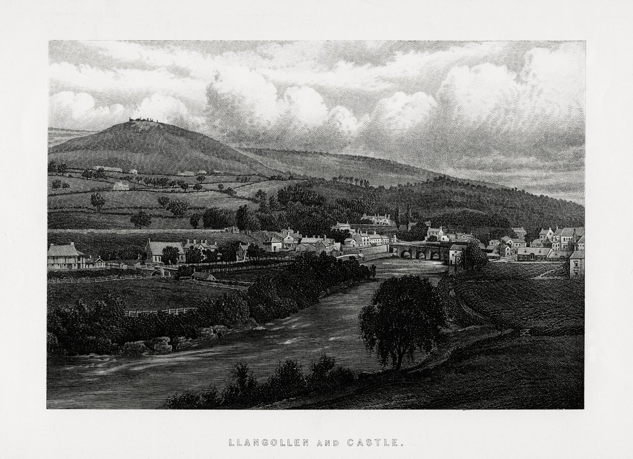 Llangollen ja linna, Denbighshire, Pohjois-Wales, 1896 tekijältä Unbekannt