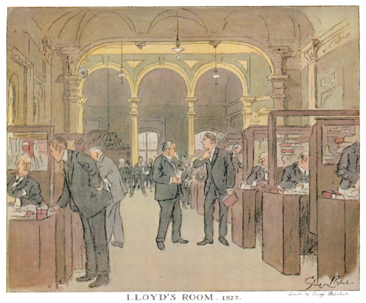 Lloyds huone. 1927 - Punch Artistin näkemyksenä, 1928 tekijältä Unbekannt