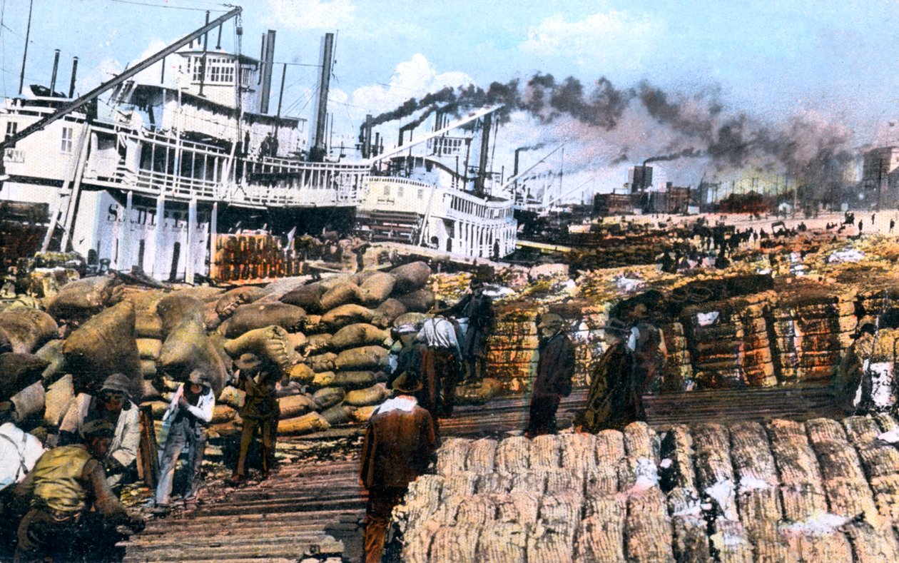 Puuvillan lastaus laivaan, Memphis, Tennessee, USA, 1900-luku tekijältä Unbekannt