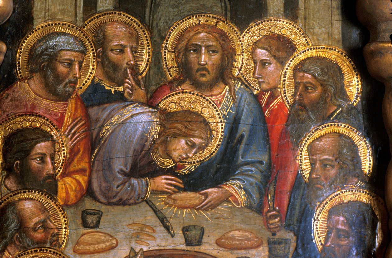 Loire Atlantic N* 090 - Nantes/Museum of Fine Arts - "" The Dinner"" (yksityiskohta) kirjoittanut Mariotto di Nardo (k. 1424) - Italian primitiivi 1300-luvulla tekijältä Unbekannt