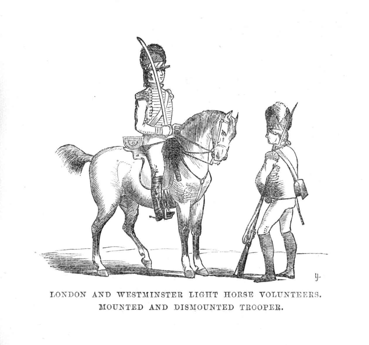 Lontoon ja Westminster Light Horse Volunteers. Kiinnitetty ja irrotettu sotilas, c1870 tekijältä Unbekannt