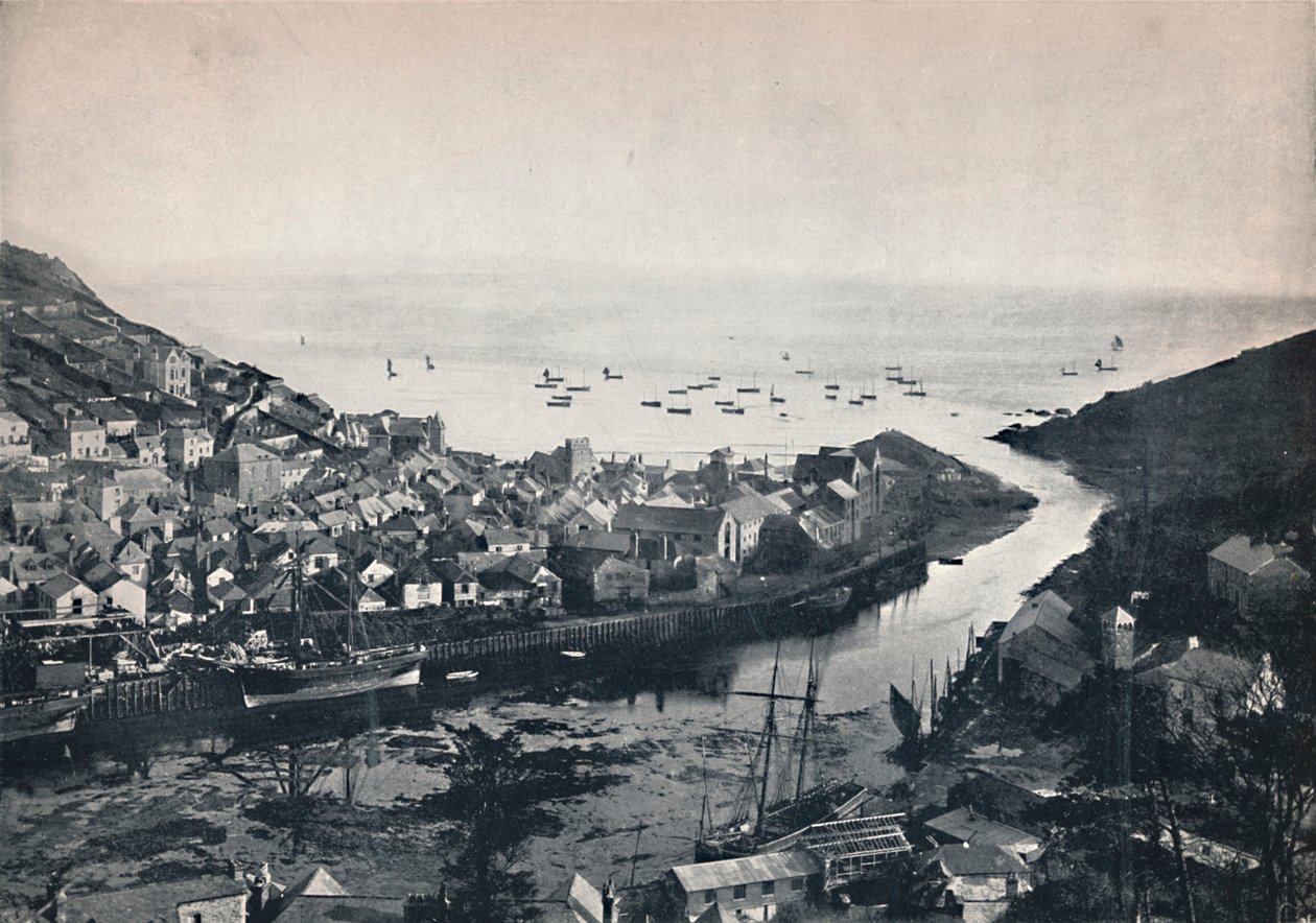 Looe - Näkymä kukkuloilta, jossa näkyy suisto, 1895 tekijältä Unbekannt