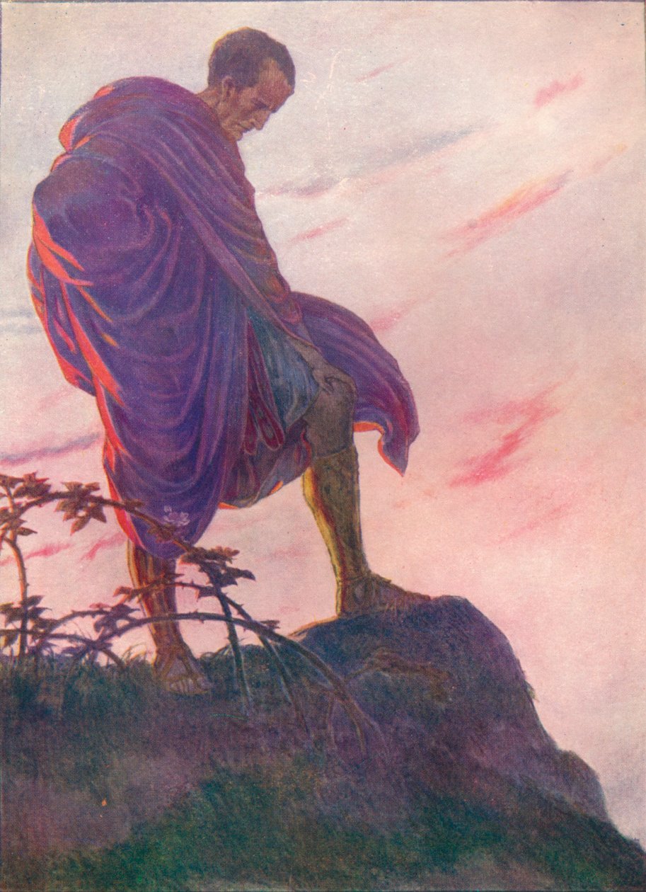 Hän katsoi alas purolle ja seisoi hetken ajatuksissaan, c1912 1912 tekijältä Unbekannt