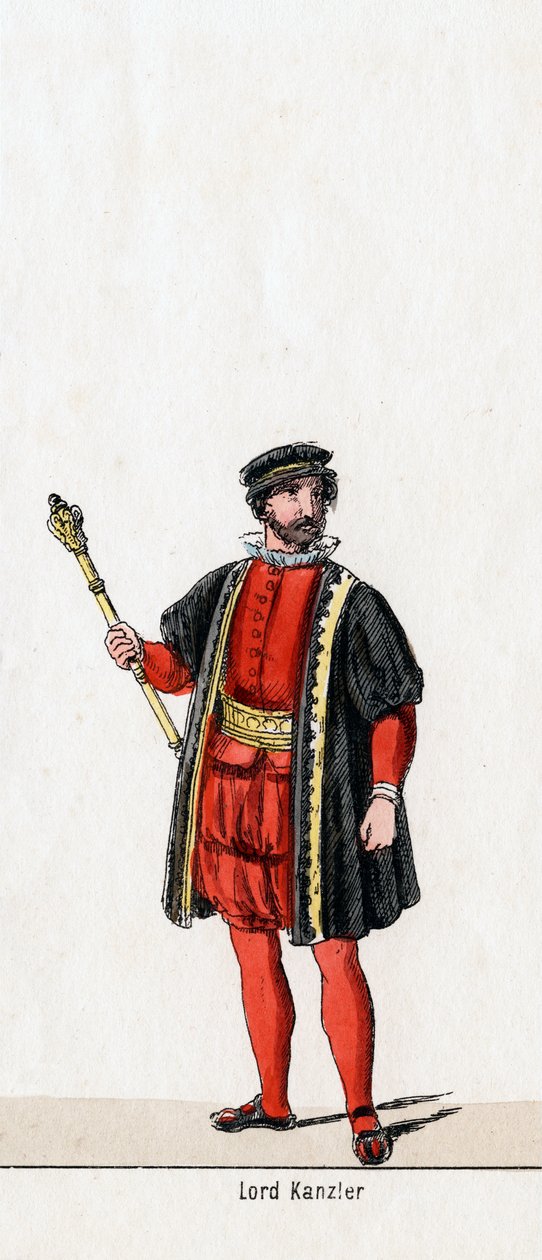 Lord Chancellor, pukusuunnittelu Shakespearen näytelmään, Henry VIII, 1800-luku tekijältä Unbekannt