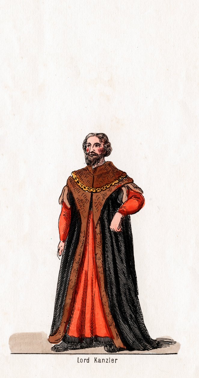 Lord Chancellor, pukusuunnittelu Shakespearen näytelmään, Henry VIII, 1800-luku tekijältä Unbekannt