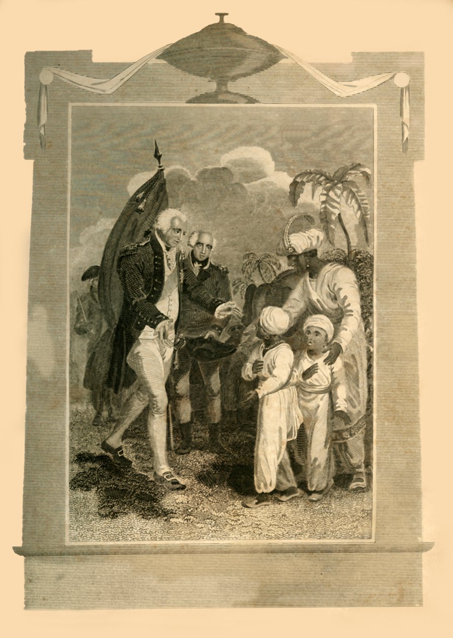 Lordi Cornwallis vastaanottaa Sons of Tippoo Saibin, 1780-luku, 1816. tekijältä Unbekannt