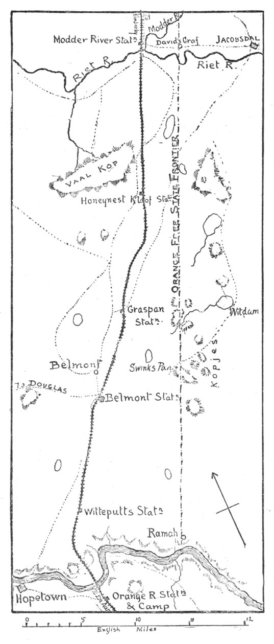 Lord Methuensin etenemislinja Modder-joelle, 1902 tekijältä Unbekannt
