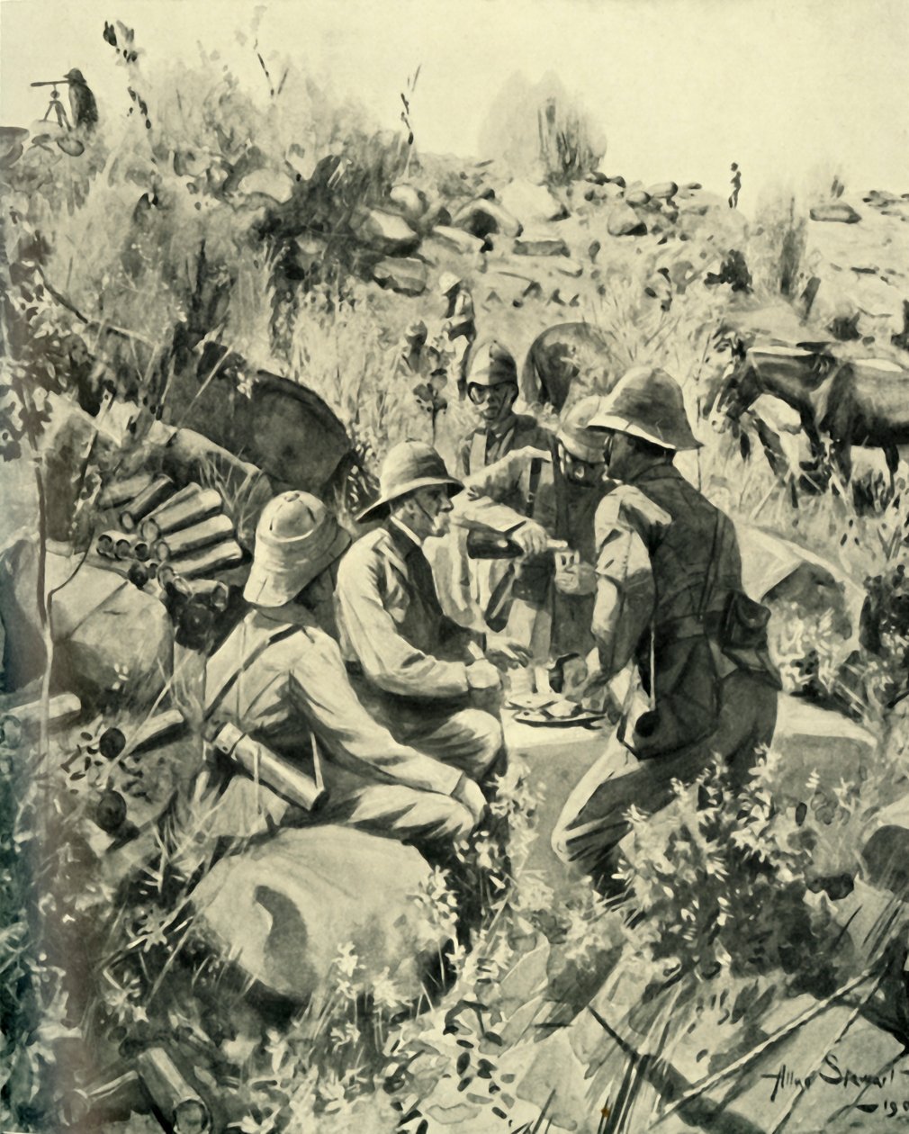 Lord Roberts ja henkilökunta Lounaalla Veldtillä, 1901. tekijältä Unbekannt