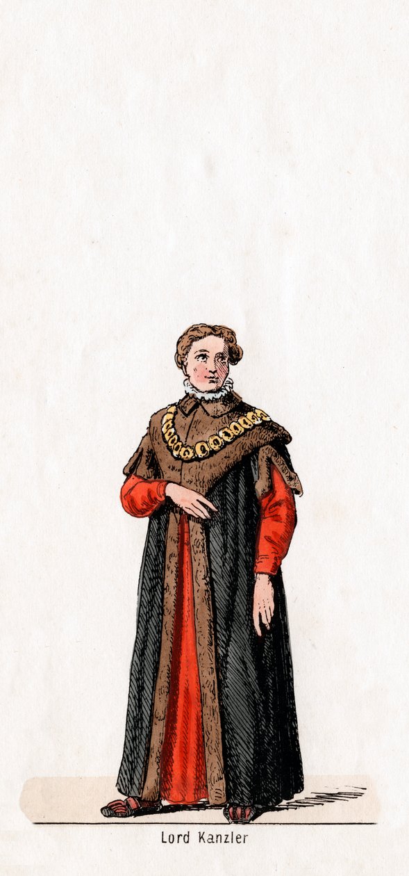 Lordi kansleri, pukusuunnittelu Shakespearen näytelmään, Henry VIII, 1800-luku tekijältä Unbekannt