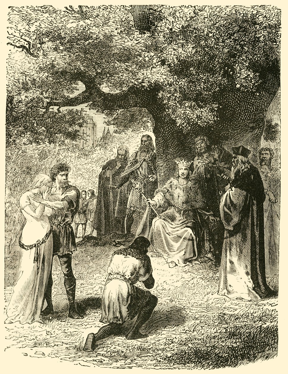 Ludvig IX, Oikeuden jakaminen Vincennesin metsässä, 1200-luku, 1890. tekijältä Unbekannt