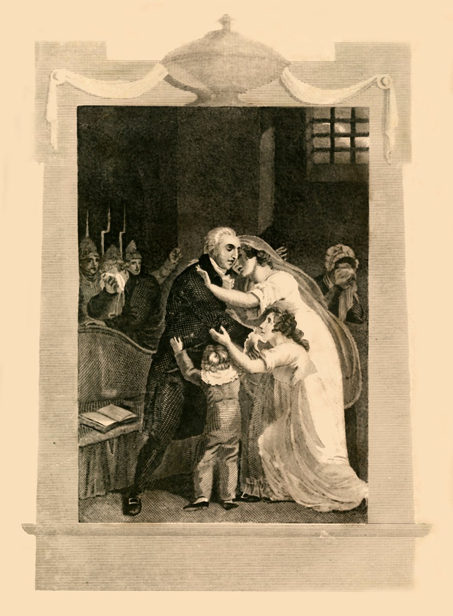 Ludvig XVI jää lomalle perheestään ennen teloitustaan, 1782,1816. tekijältä Unbekannt