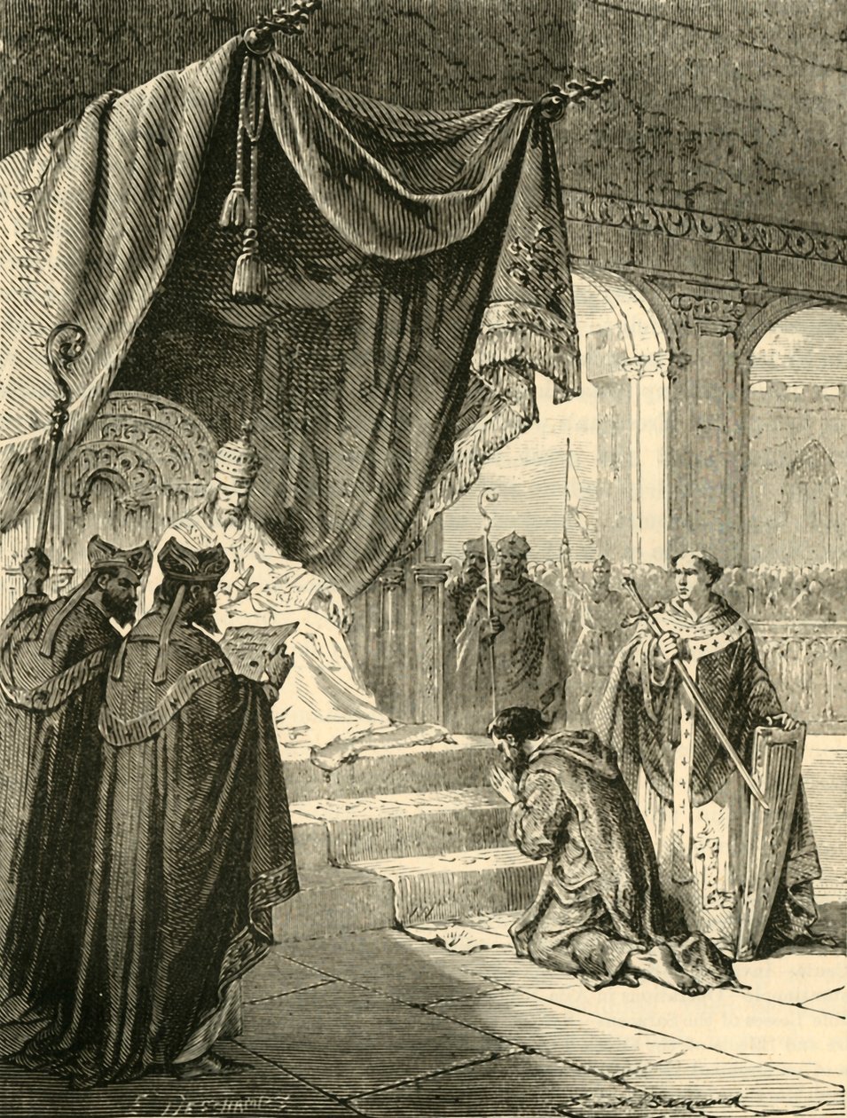 Louis hurskas tekemässä katumusta veljenpoikansa Bernardin kohtelun vuoksi, c818, 1890. tekijältä Unbekannt
