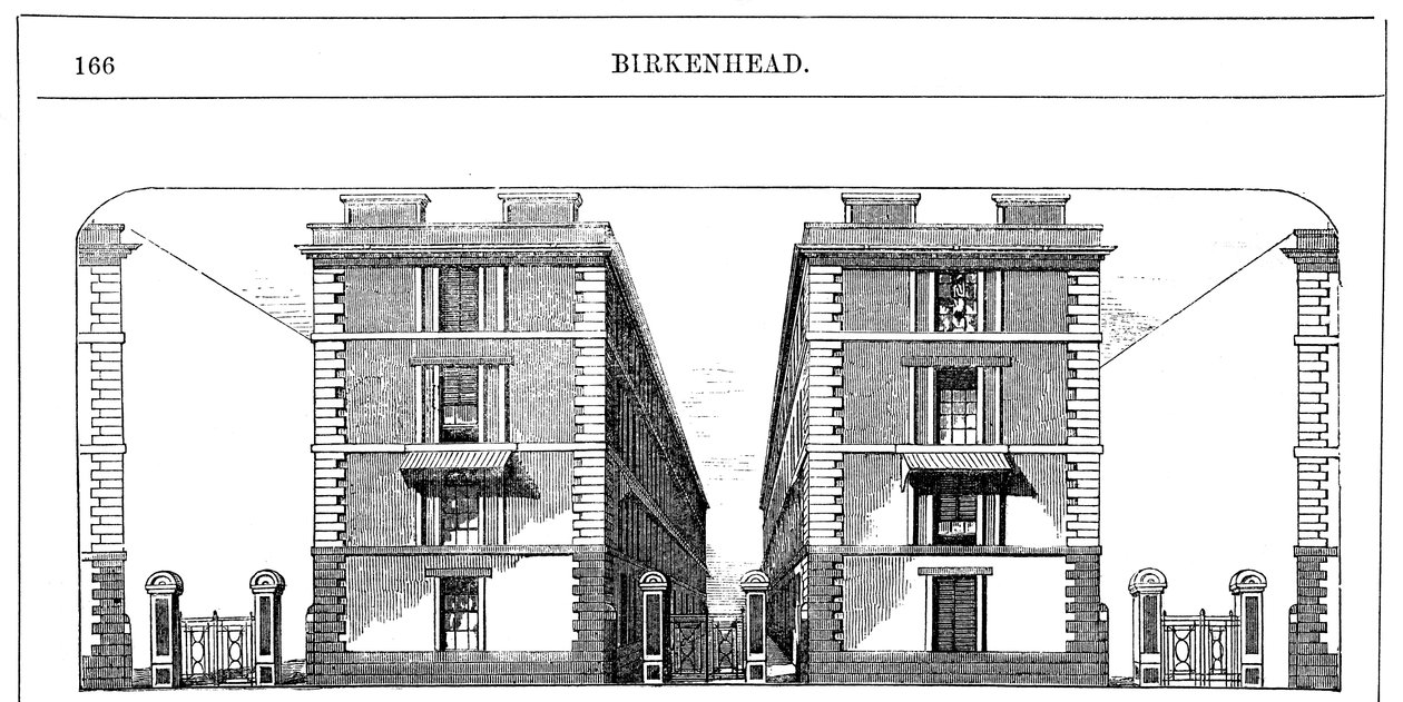 Birkenhead Dock Co:n rakentamia edullisia työläisasuntoja, c1844 c1860 tekijältä Unbekannt