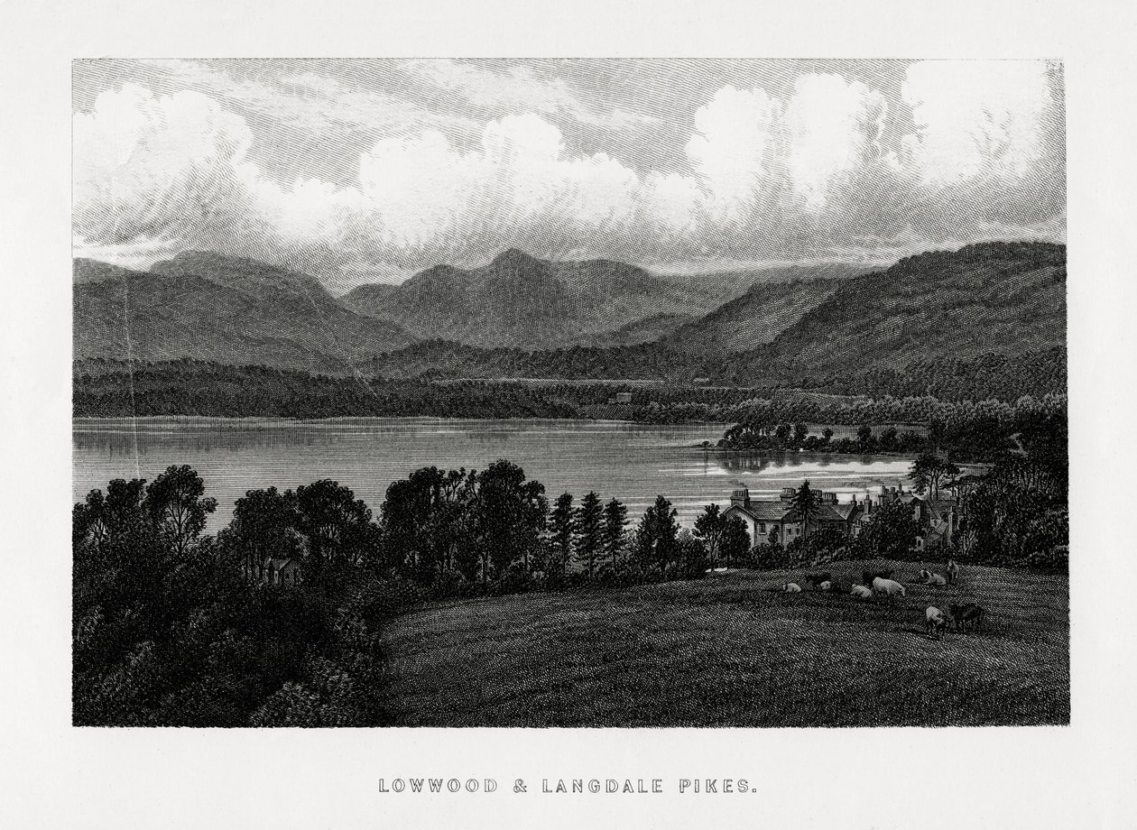 Lowwood ja Langdale Pikes, Lake District, Cumbria, 1896 tekijältä Unbekannt