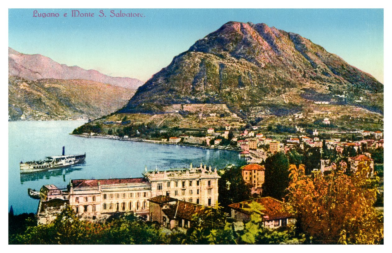 Lugano ja Monte San Salvatore, Sveitsi, 1900-luku tekijältä Unbekannt