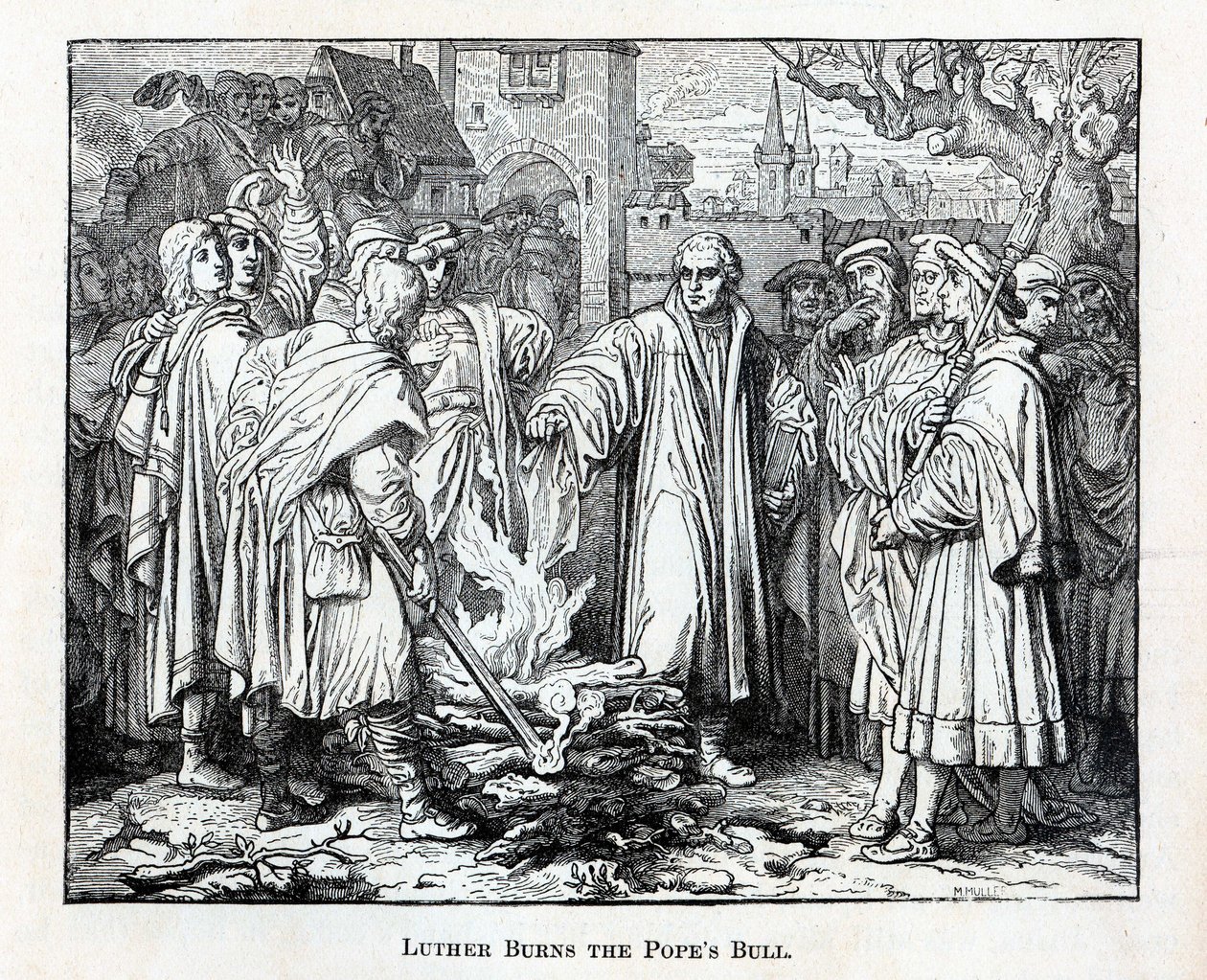 Luther Burns the Popes Bull, 1882 tekijältä Unbekannt