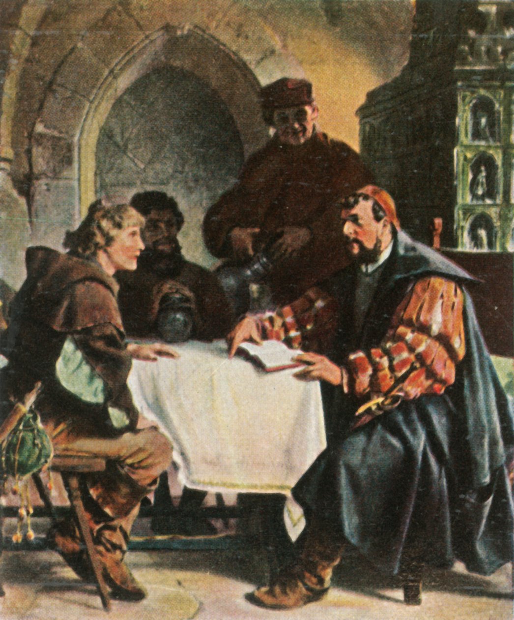 Luther Junker Jörgina Jena Innissä sveitsiläisten opiskelijoiden kanssa, 1522, 1936. tekijältä Unbekannt