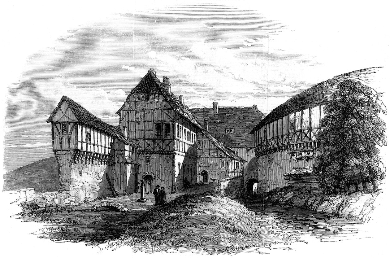 Lutherin talo Wartburgin linnassa, Eisenachissa, Saksassa, 1862 tekijältä Unbekannt