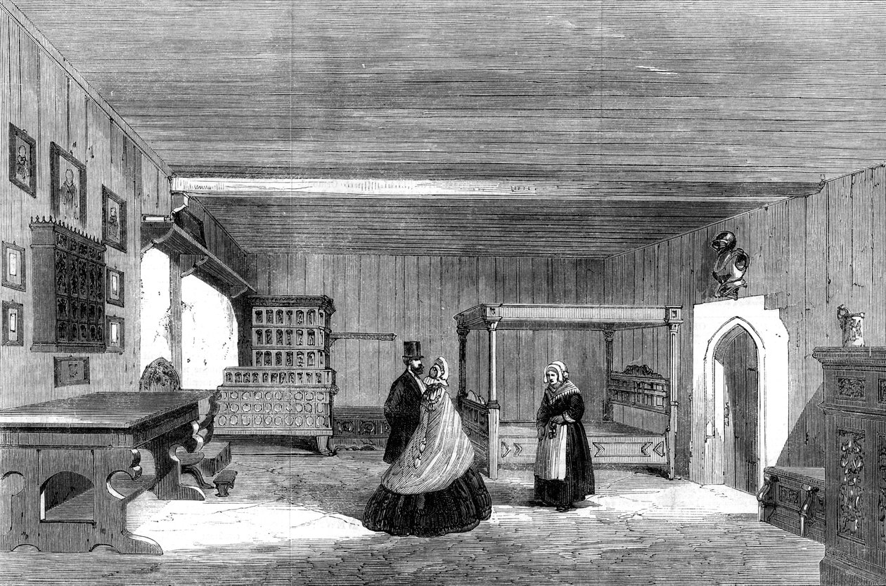 Lutherin huone Wartburgin linnassa, Eisenachissa, Saksassa, 1862 tekijältä Unbekannt