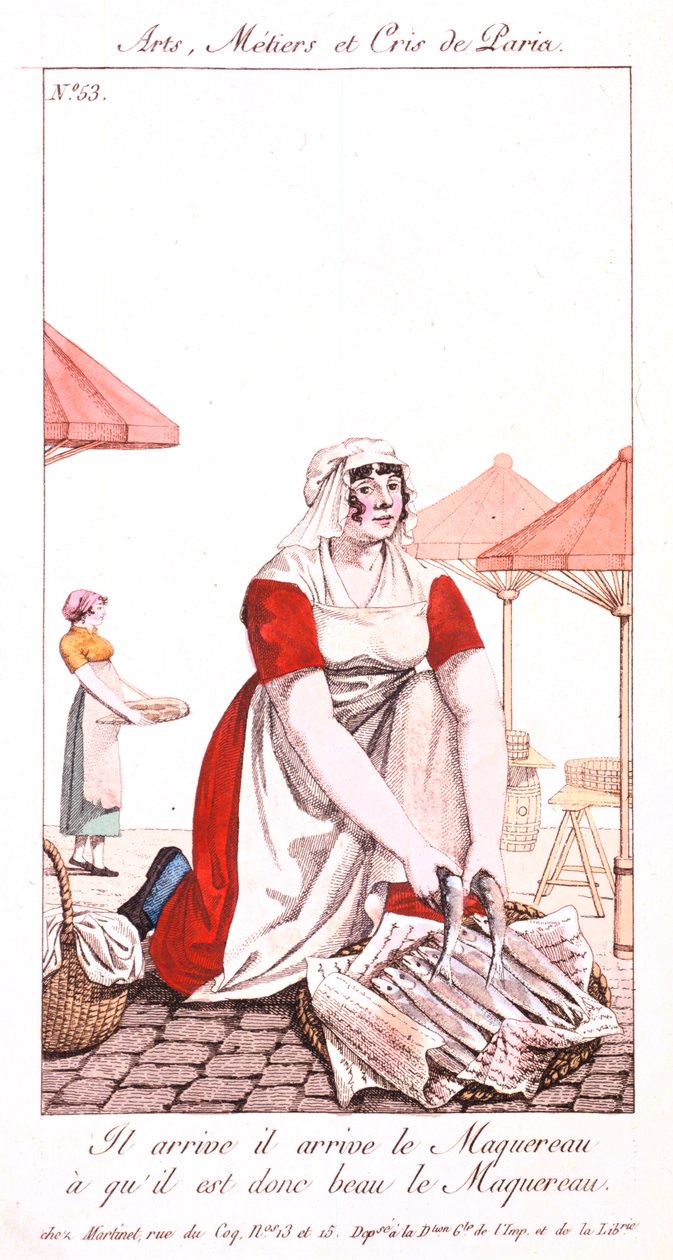 Makrillin myyjä, 1826 tekijältä Unbekannt