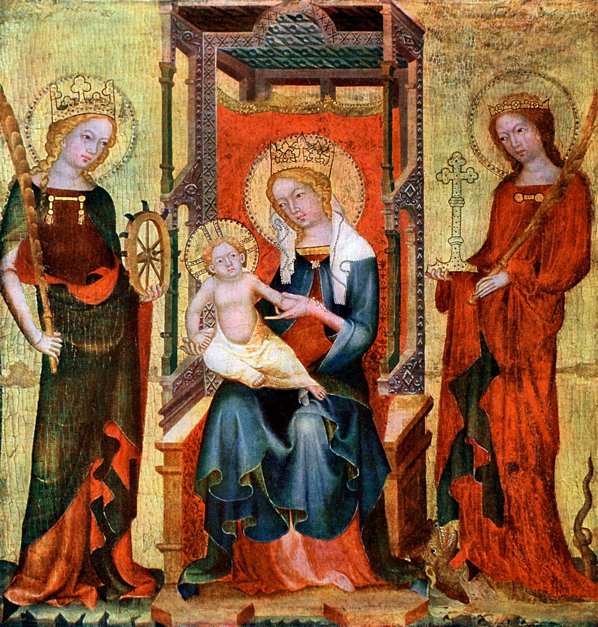 Madonna Pyhän Katariinan ja Margaretin välillä, c1360 1955 tekijältä Unbekannt