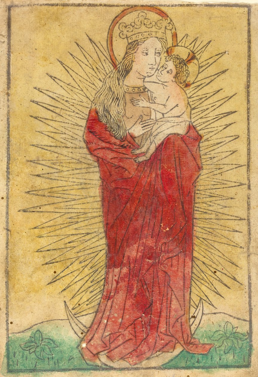 Madonna ja lapsi loistossa seisovat puolikuussa, 14501460. tekijältä Unbekannt