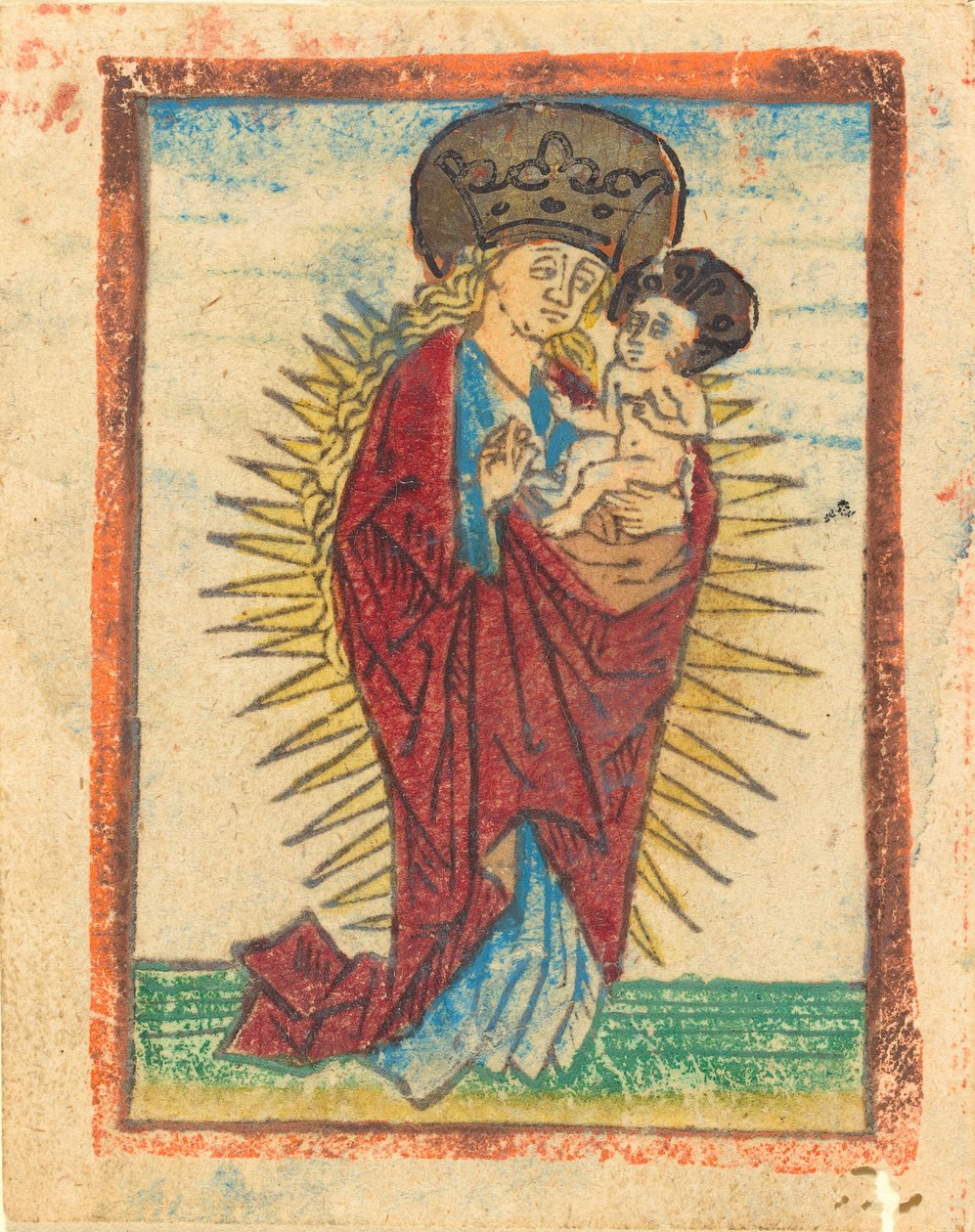 Madonna ja lapsi kunniassa, n. 1475. tekijältä Unbekannt
