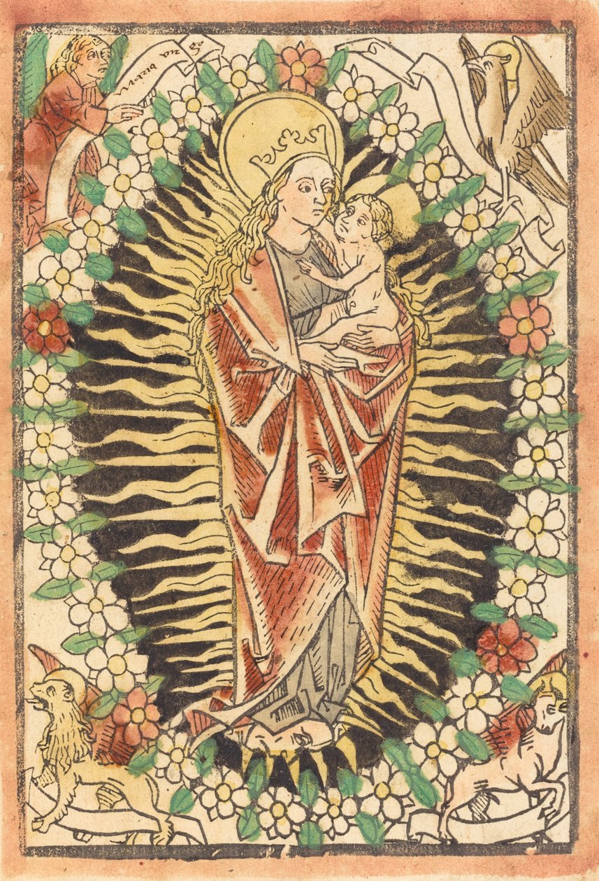 Madonna ja lapsi rosarissa, n. 1480. tekijältä Unbekannt