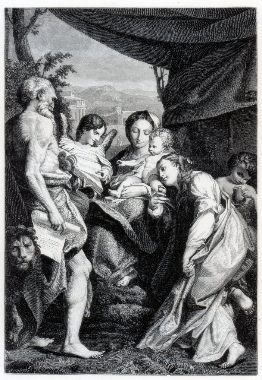 Madonna ja lapsi Pyhän Hieronymuksen ja Maria Magdalenan kanssa Päivä, 1525-1528 1870 tekijältä Unbekannt