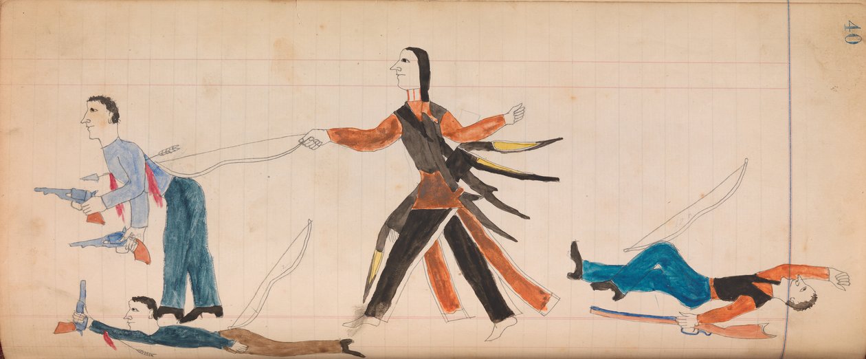 Maffet Ledger: Intiaani ja kolme valkoista miestä, n. 1874-81. tekijältä Unbekannt