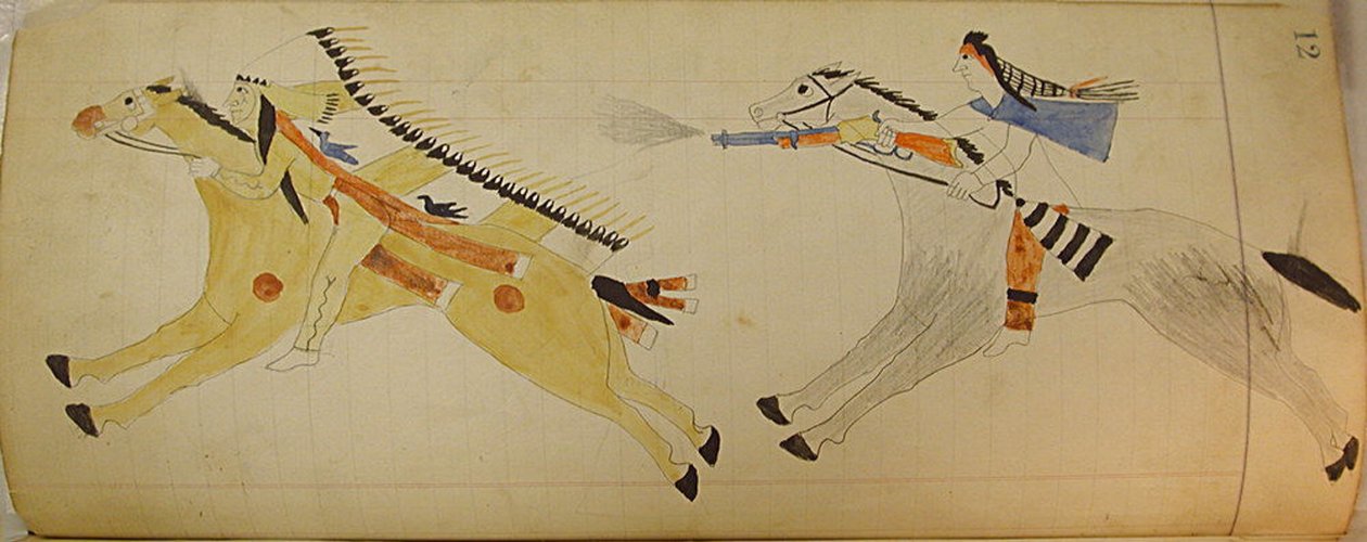 Maffet Ledger: Kaksi ratsuista intiaania, n. 1874-81. tekijältä Unbekannt