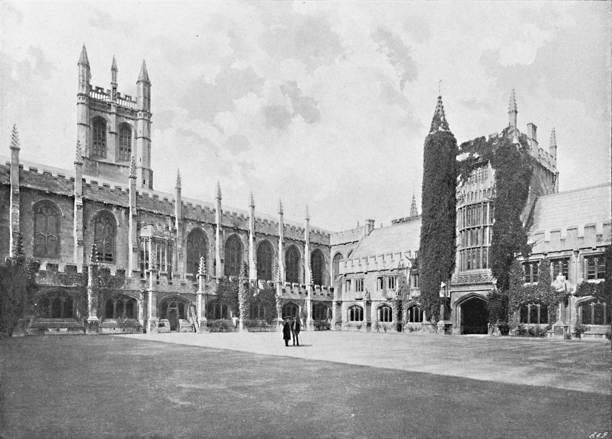 Magdalen College-Cloister ja Bell and Founders Towers, n. 1896 tekijältä Unbekannt
