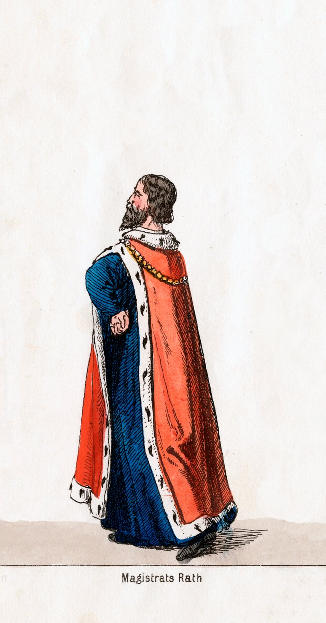 Tuomari, pukusuunnittelu Shakespearen näytelmään, Henry VIII, 1800-luku tekijältä Unbekannt
