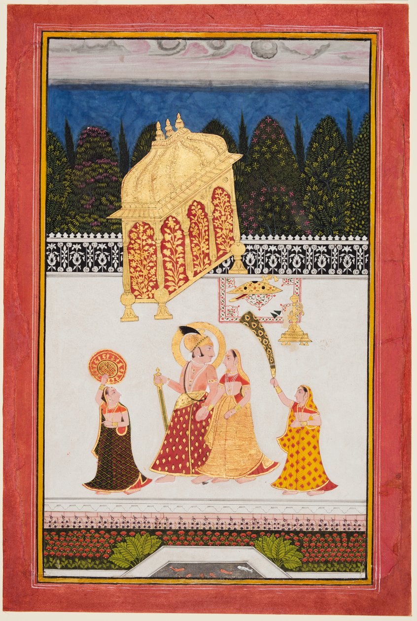 Maharana Ari Singh c. 1761-73 ja hänen puolisonsa terassilla, n. 1761. tekijältä Unbekannt