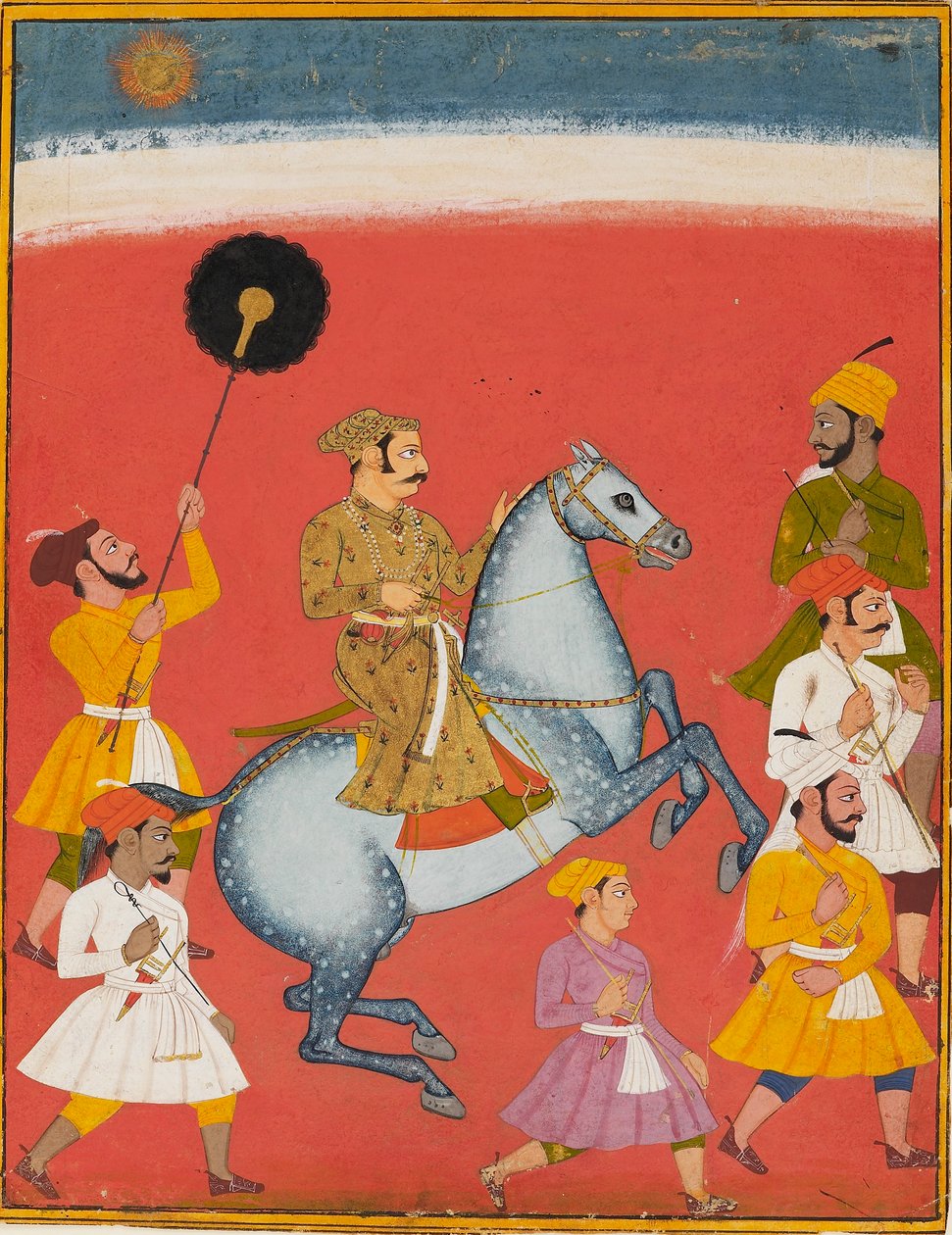 Maharana Raj Singh ratsastaa, c1670 tekijältä Unbekannt