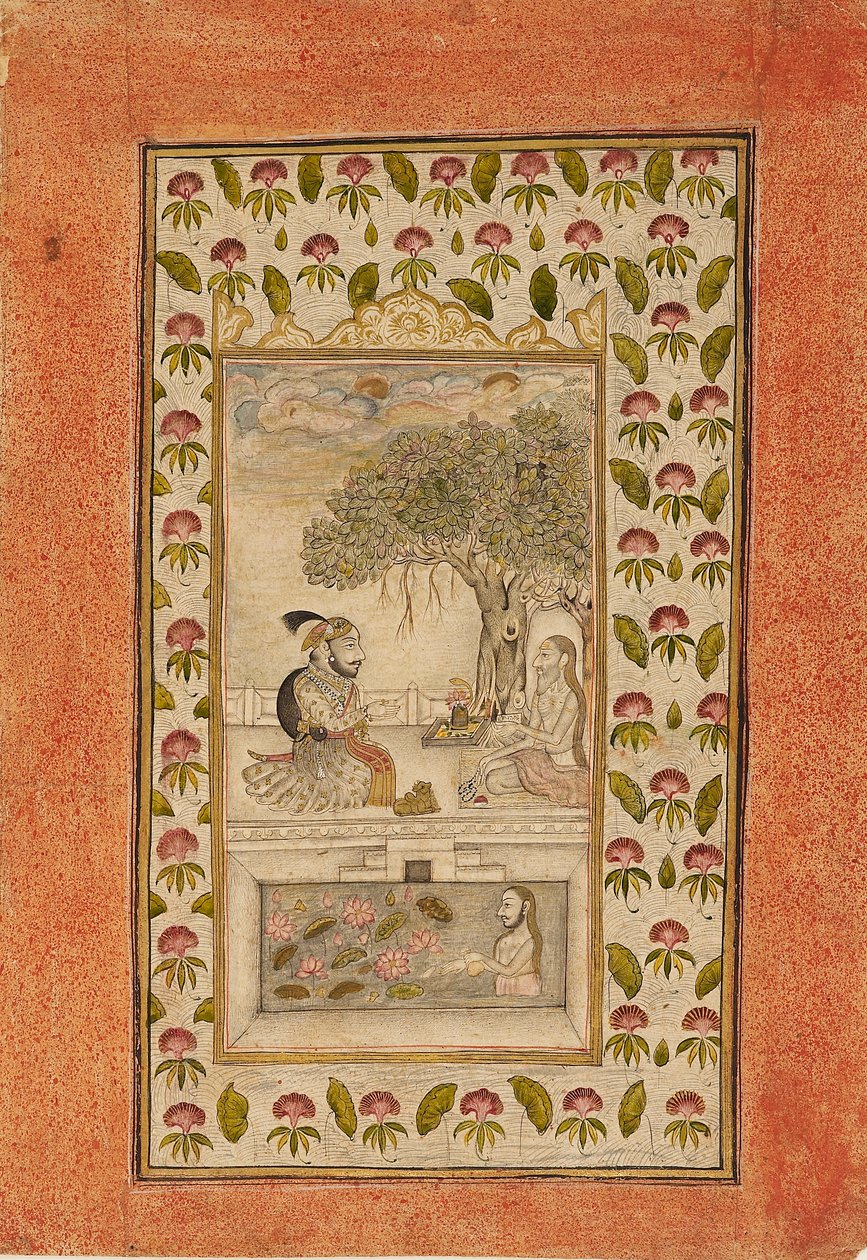 Maharana Sangram Singhi vierailee joogin luona, 1710-1715 tekijältä Unbekannt