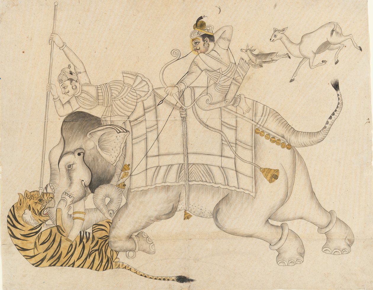 Mahrao Shatru Salli 1866-89 Tiikerin metsästys, n. 1866-89. tekijältä Unbekannt