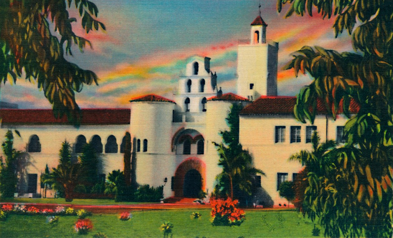 Pääsisäänkäynti. Hallintorakennus, State College. San Diego, Kalifornia, 1941 tekijältä Unbekannt