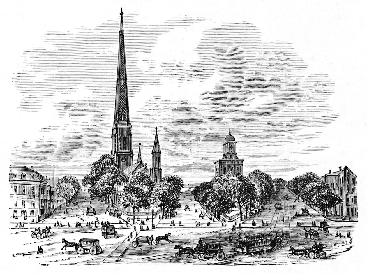 Main Street, Buffalo, kirkkoja vastapäätä, 1883 tekijältä Unbekannt