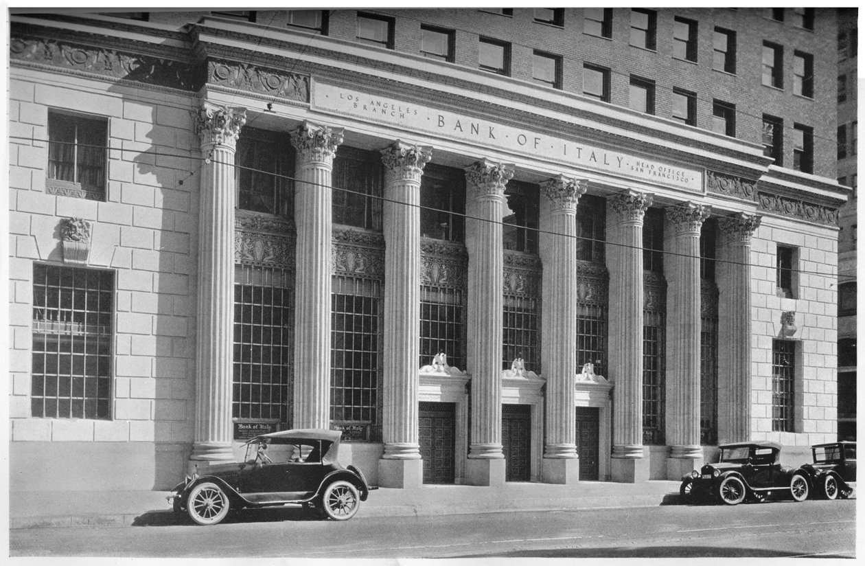 Italian keskuspankin pääsisäänkäynti, Los Angeles, Kalifornia, 1924 tekijältä Unbekannt