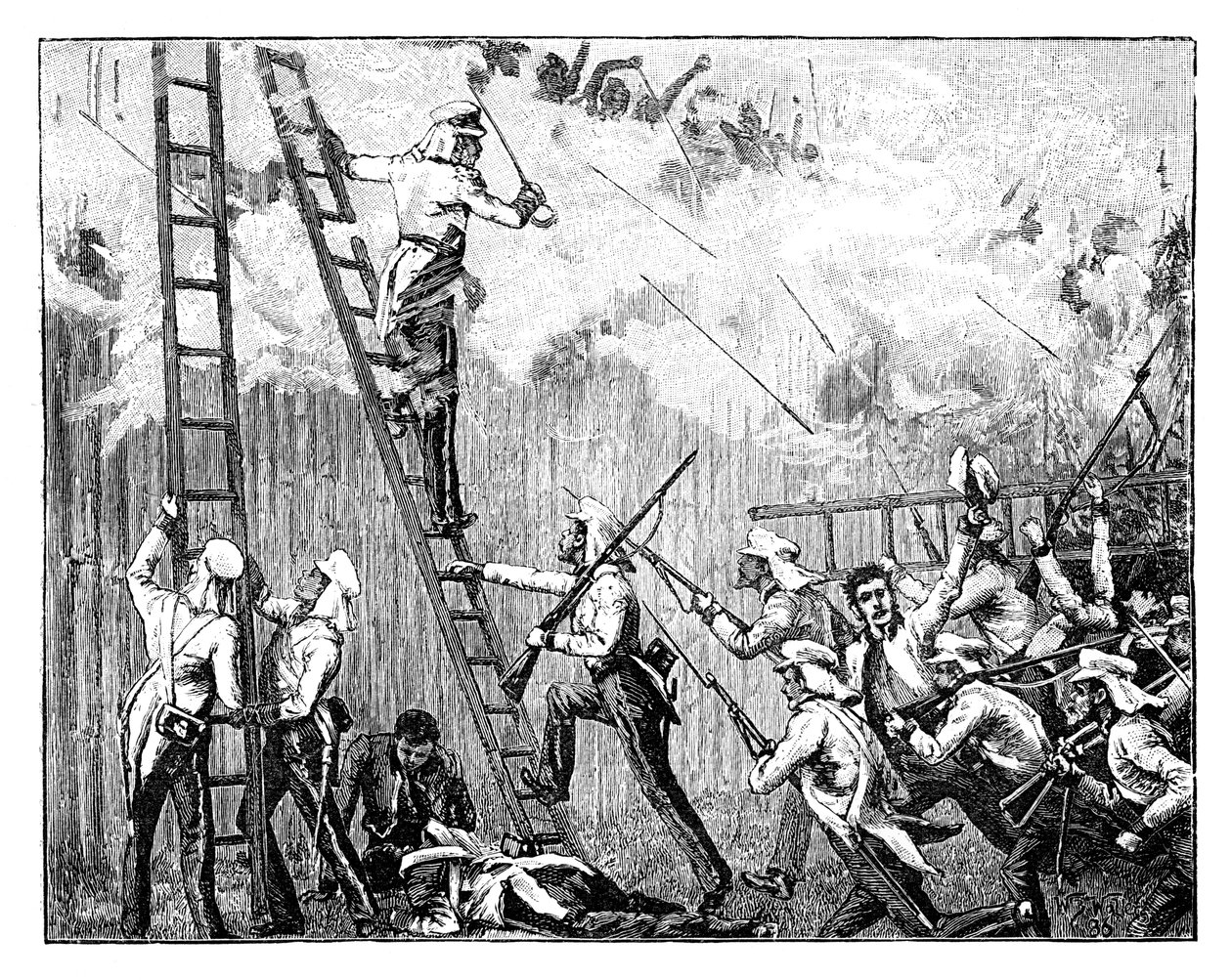 Majurit Fraserit ryntäilevät ryöstöä kantamassa Rangoonin edessä 1800-luvulla tekijältä Unbekannt