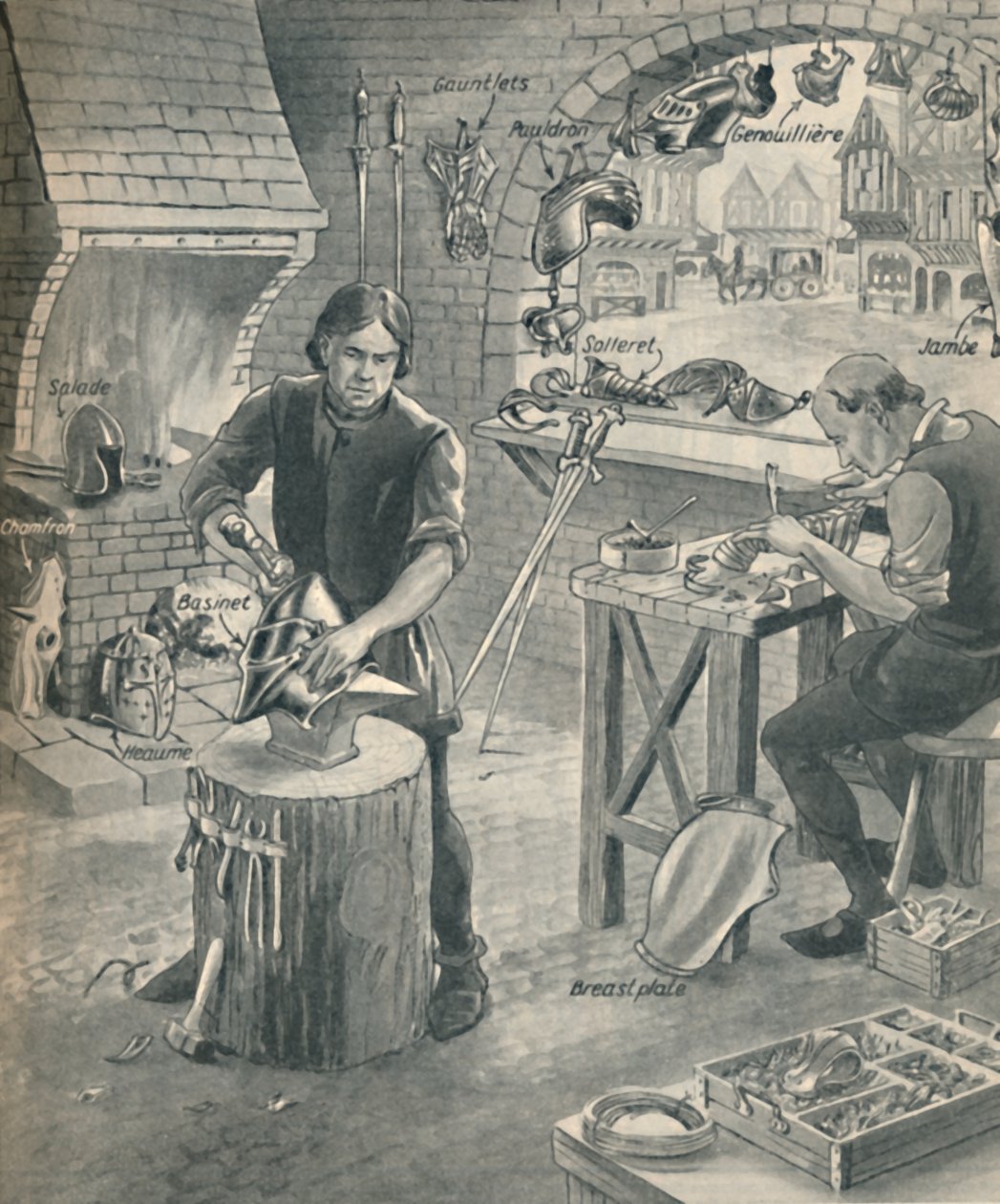 Panssarin tekeminen vanhan ajan ritareille, c1934 tekijältä Unbekannt