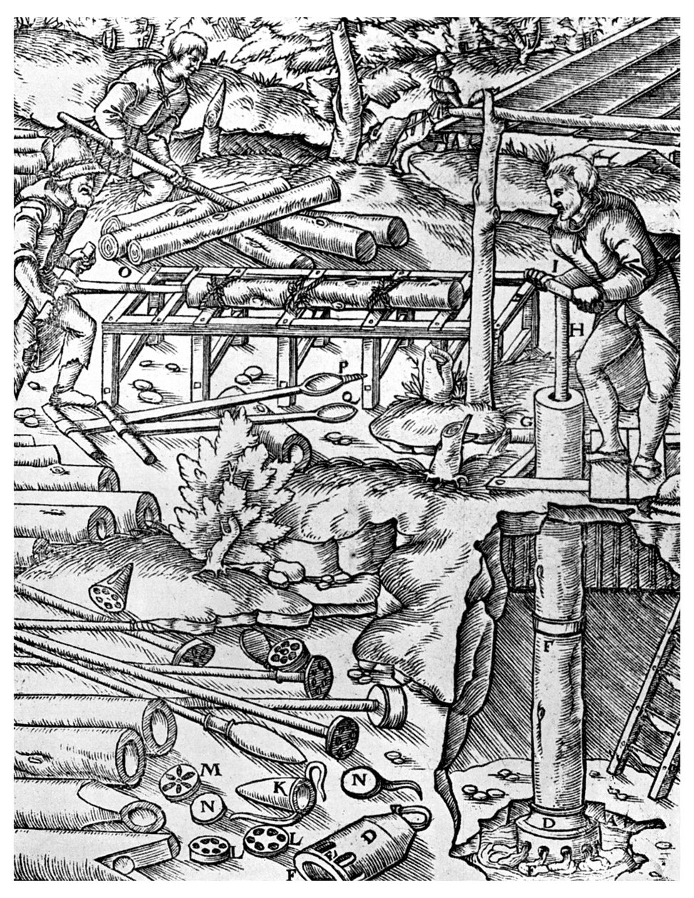 Jalavapumppujen valmistus ja käyttö kaivosten tyhjentämiseen ennen höyrykoneen aikoja, 1556 1956 tekijältä Unbekannt