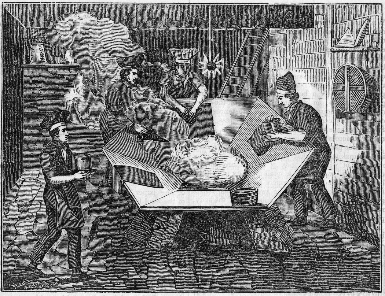 Majavahatttujen valmistus, 1835 tekijältä Unbekannt