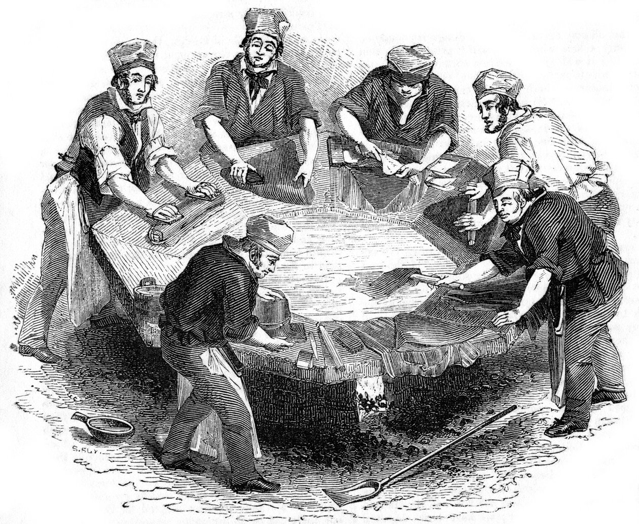 Majavahatttujen valmistus, 1841 tekijältä Unbekannt