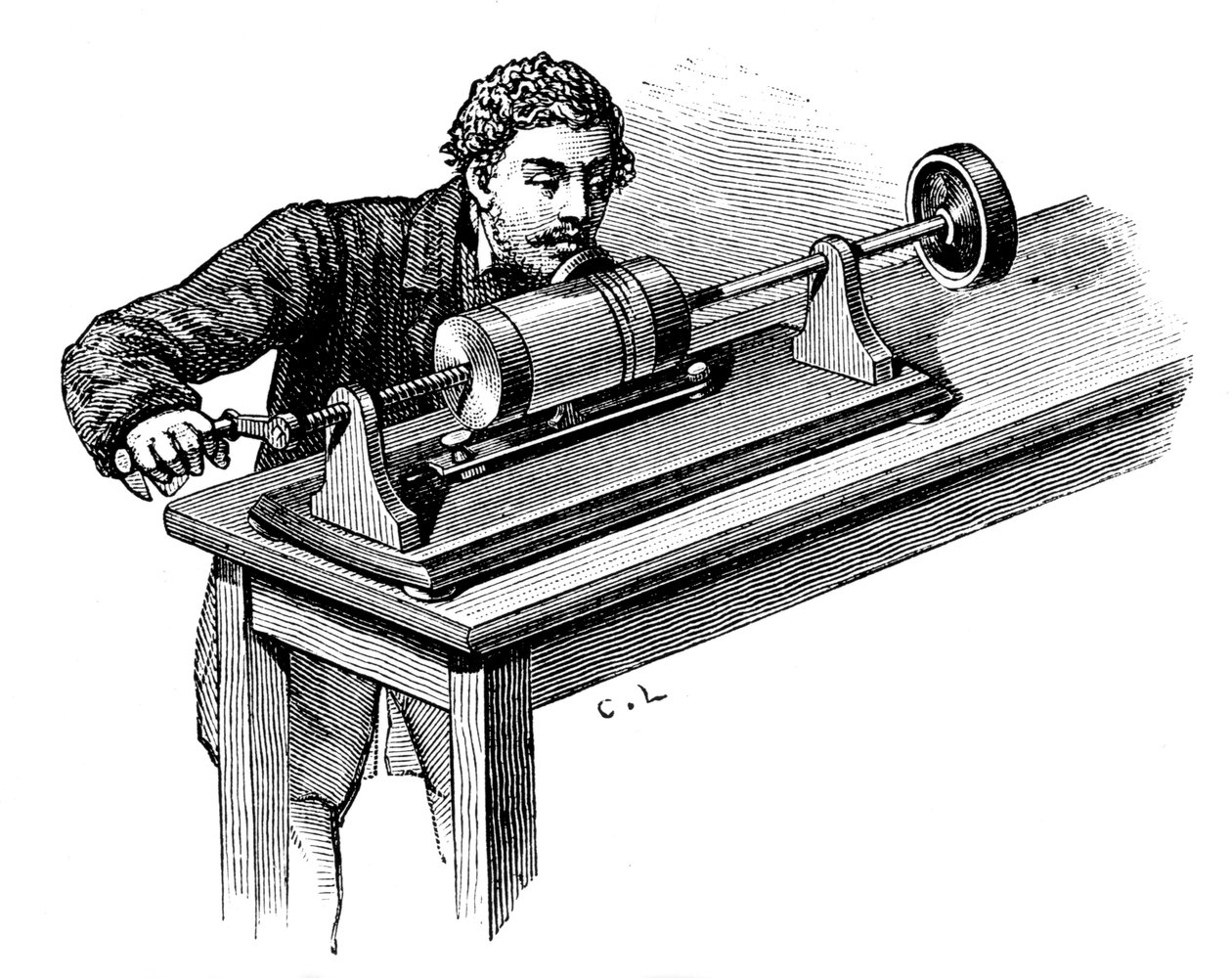 Nauhoitus Thomas Edisonin Phonographin ensimmäiselle mallille, c1878 tekijältä Unbekannt