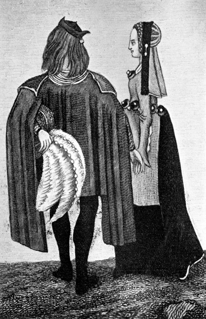 Miesten ja naisten puku, 1400-luvun loppu - 1500-luvun alku, 1910 tekijältä Unbekannt