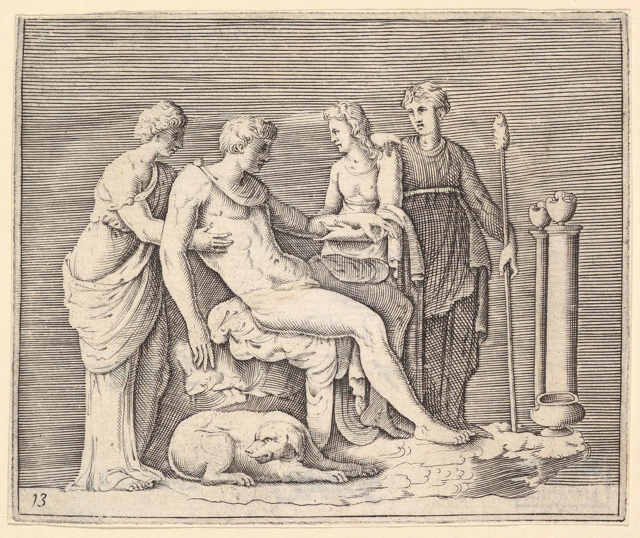 Mies, mukana kolme naista, julkaistu n. 1599-1622. tekijältä Unbekannt